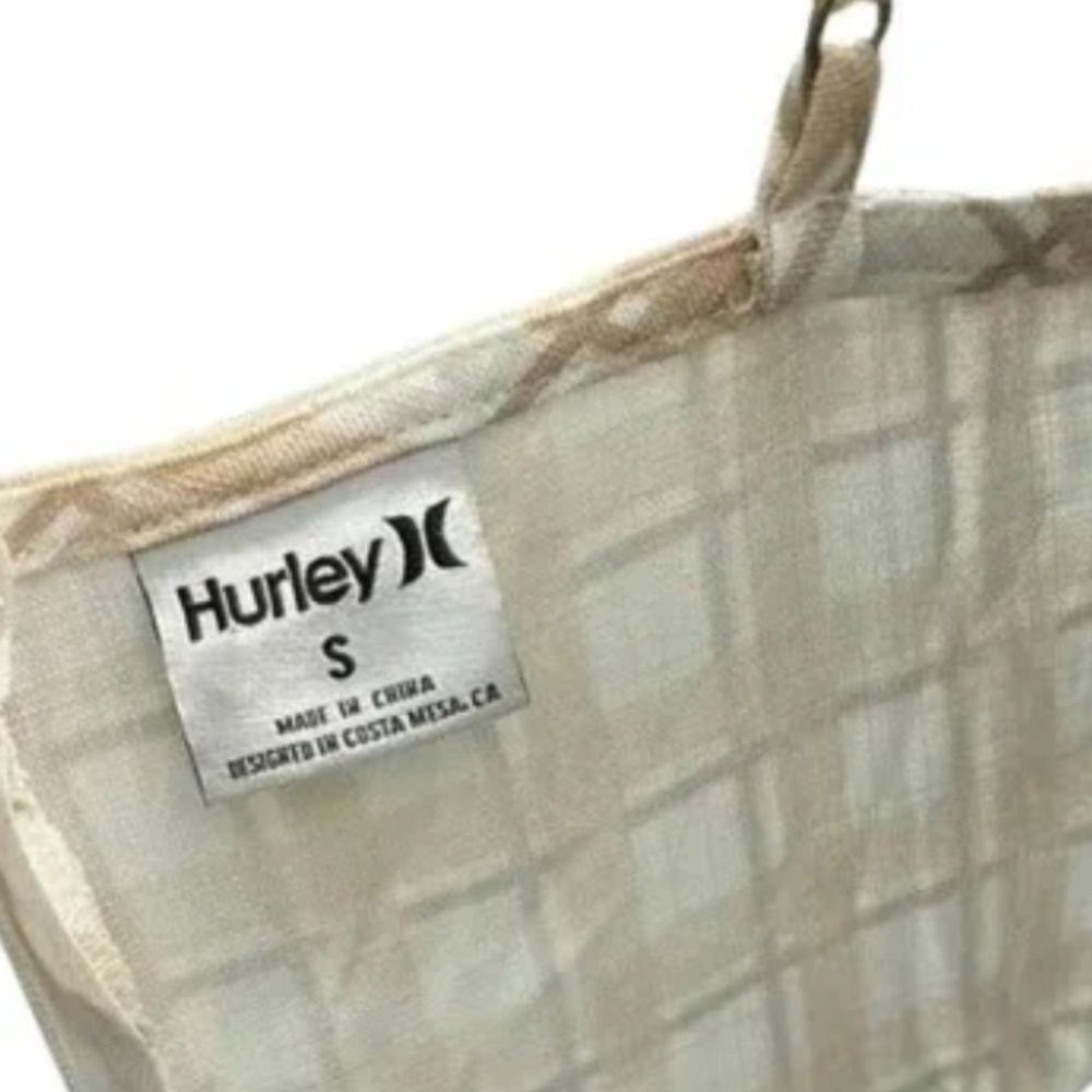 Hurley Colorblock Dress Small NWT Cutout Slit Tan Green Summer Spaghetti Straps - Picture 9 of 9
